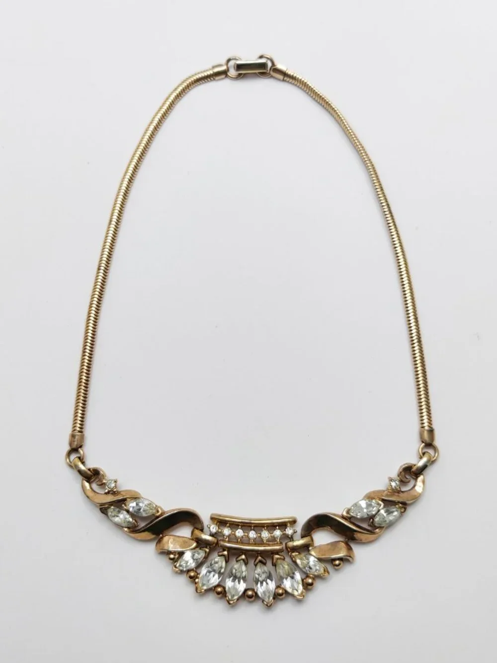 Vintage 50s Signed Crown Trifari PAT PEND A Philippe Book Piece Coronet Necklace - Picture 4 of 5